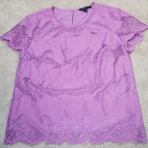 Lilac lace short sleeve blouse